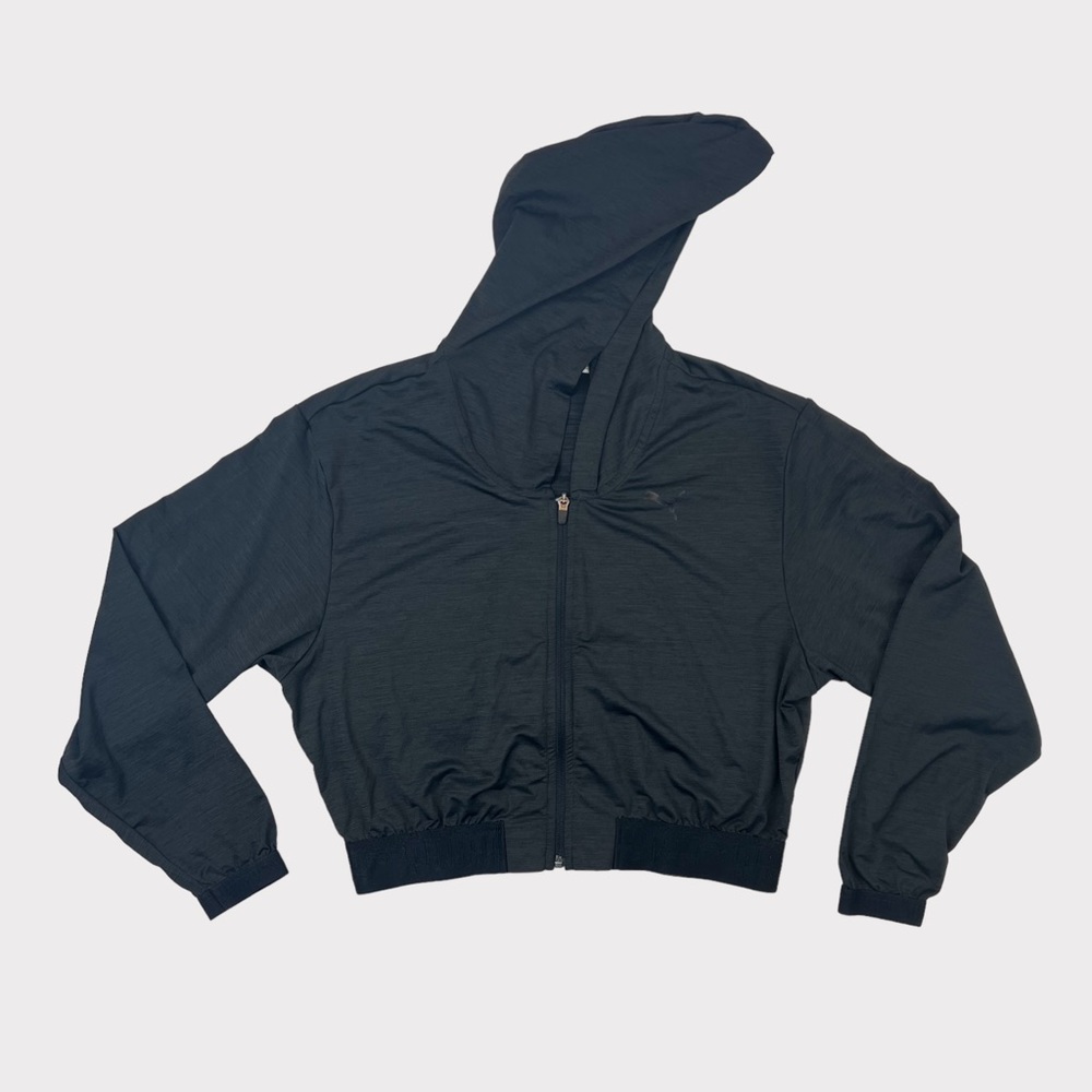 Puma Black/Grey Crop Hooded Jacket Size Medium